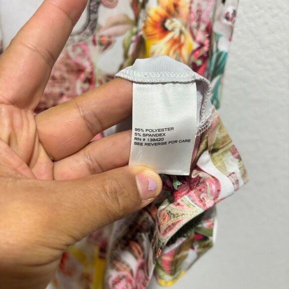 Etcetera Women's Maxi Dress 6 Multicolor Floral Surplice Neck Lined Short Sleeve - Picture 5 of 6